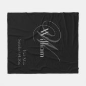 Beste Man Gift Elegant Monogram Chic Script Zwart Fleece Deken (Voorkant (Horizontaal))