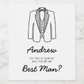 Beste man groomman pak omhoog bruiloft vragen wijn etiket (Enkel label)
