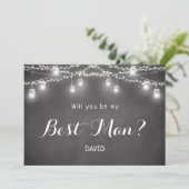 Beste Man Mason Jar String Lights Kaart (Staand voorkant)