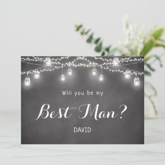 Beste Man Mason Jar String Lights Kaart (Staand voorkant)