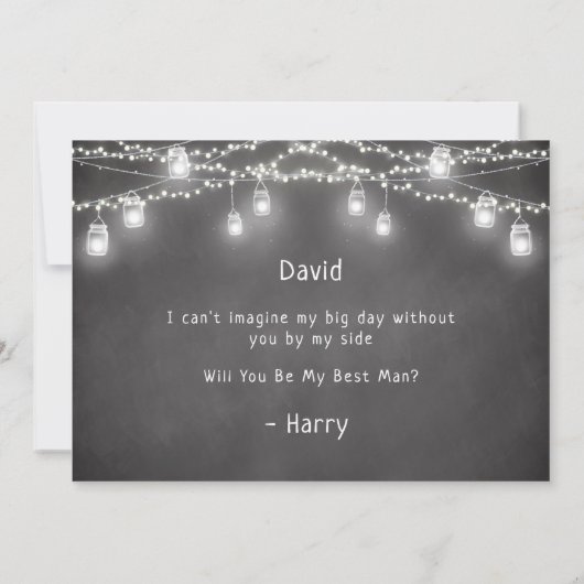 Beste Man Mason Jar String Lights Kaart (Achterkant)