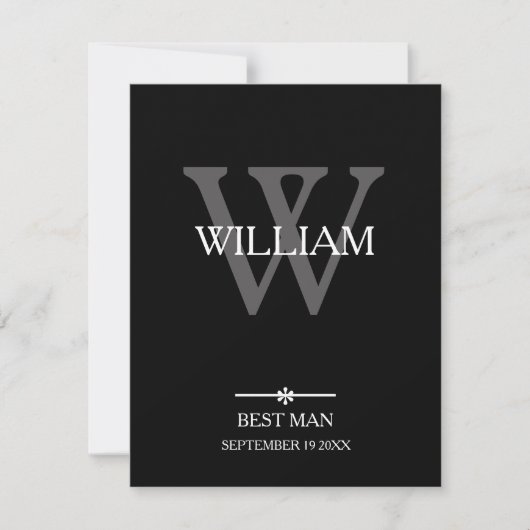 Beste Man Monogram + Naam Classic Script Cool Bedankkaart (Voorkant)