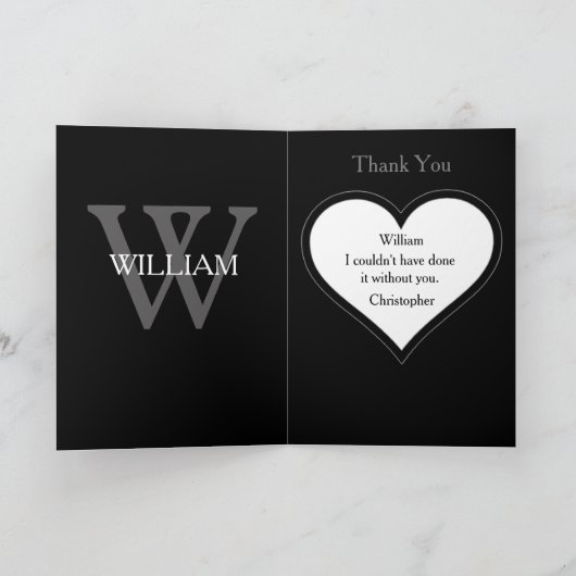 Beste Man Monogram + Naam Modern Bedankt! Kaart (Binnen)