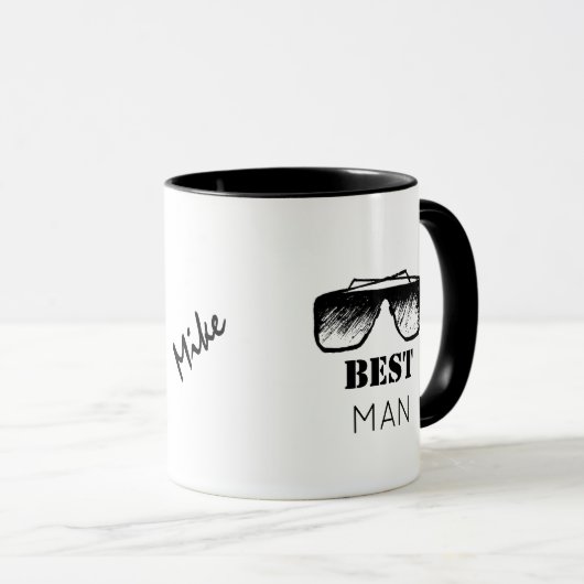 Beste Man Naam Funny Black Googles Wedding Mok (Voorkant rechts)