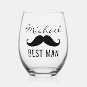 Beste man naam snor trouwdatum wijnglas zonder voet (Voorkant)