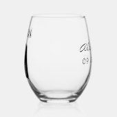 Beste Man Naam Zwart Tuxedo Trouwdatum Wijnglas Zonder Voet (Links)