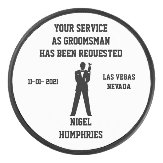 Beste man of Groomsman Hockey Puck nodigt uit (Voorkant)