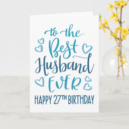 Beste man ooit 27e verjaardag typografie in blauw kaart (Gele Bloem)