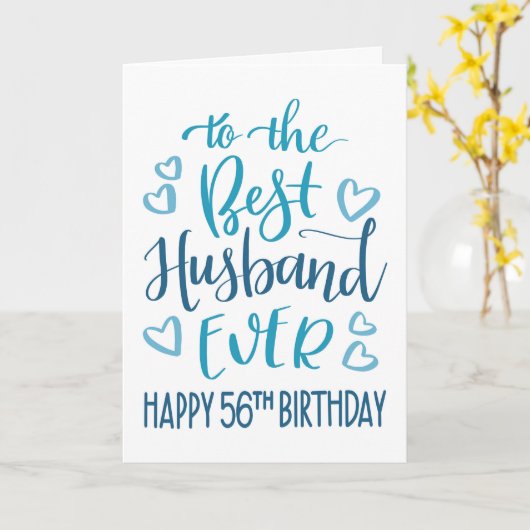 Beste man ooit 56e verjaardag typografie in blauw kaart (Gele Bloem)