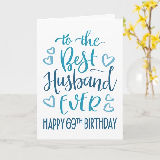 Beste man ooit 69e verjaardag typografie in blauw kaart (Gele Bloem)