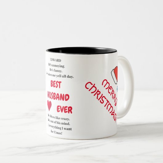 Beste man ooit en Man in tuxedo silhouette Tweekleurige Koffiemok (Voorkant rechts)