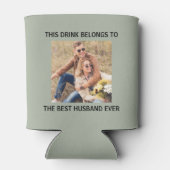 Beste man ooit gepersonaliseerde foto Sage Green Blikjeskoeler (Achterkant)