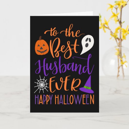 Beste man ooit Halloween in Sinaasappel en Paarse Kaart (Gele Bloem)