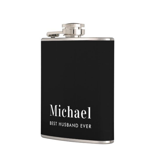 Beste man ooit Monogram Zwart Heupfles (Links)