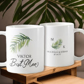 Beste Man Palm Leaf bruiloft cadeau Koffiemok