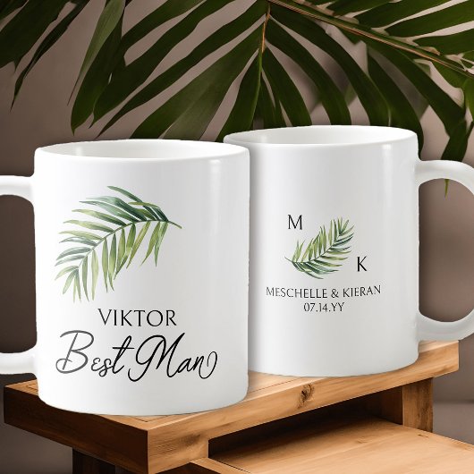 Beste Man Palm Leaf bruiloft cadeau Koffiemok