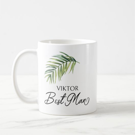 Beste Man Palm Leaf bruiloft cadeau Koffiemok (Links)