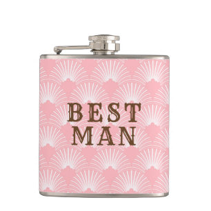 Beste man-roze en wit art-deco patroon heupfles
