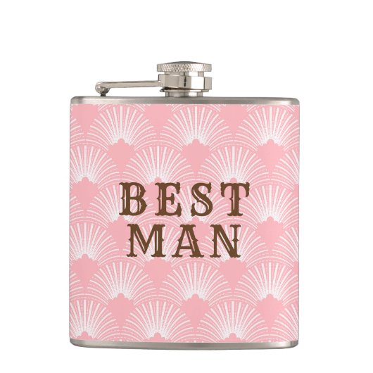 Beste man-roze en wit art-deco patroon heupfles (Voorkant)