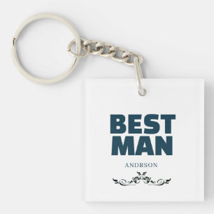 Beste man Rustic Black Wedding Monogram Sleutelhanger
