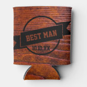Beste Man Rustieke Bruiloft Houten Korrel Foto Blikjeskoeler (Voorkant)