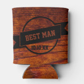 Beste Man Rustieke Bruiloft Houten Korrel Foto Blikjeskoeler (Achterkant)