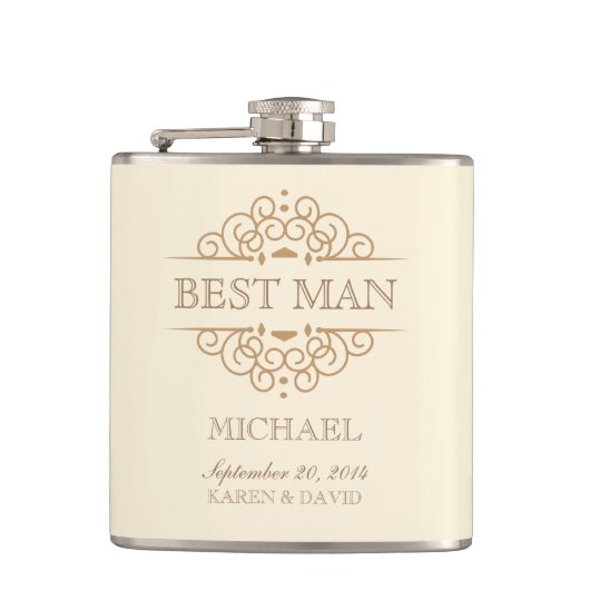 Beste Man  Scrolls Wedding Party Flask Heupfles (Voorkant)