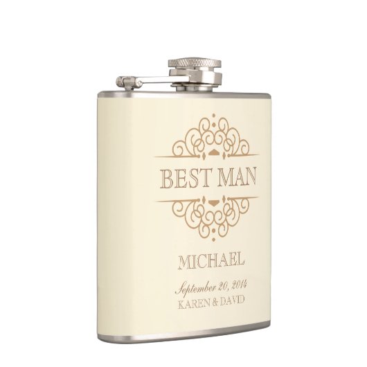 Beste Man  Scrolls Wedding Party Flask Heupfles (Rechts)