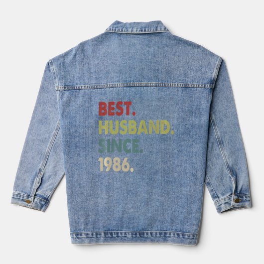 Beste man sinds 1986 Retro 36e huwelijksaniver Denim Jacket (Achterkant)
