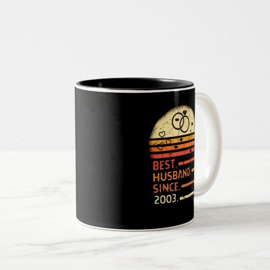 Beste man sinds 2003, retro  vaderdag tweekleurige koffiemok (Voorkant rechts)