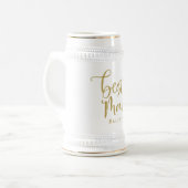Beste Man Stijlvolle Gouden Script Naam Trouwen Bierpul (Voorkant links)
