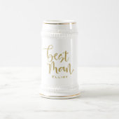 Beste Man Stijlvolle Gouden Script Naam Trouwen Bierpul (Center)