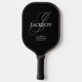 Beste Man Trouwcadeau Monogram + Naam Modern Cool Pickleball Paddle (Achterkant)