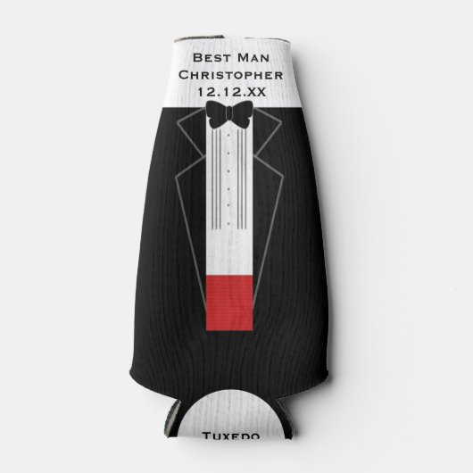 Beste Man Tuxedo Bruidsfeest Fles Koeler (Voorkant)