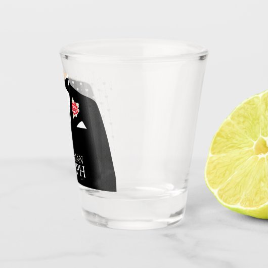 Beste man tuxedo rode roodknop, aangepaste naam shot glas (Rechts)