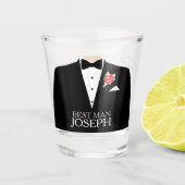 Beste man tuxedo rode roodknop, aangepaste naam shot glas (Voorkant)