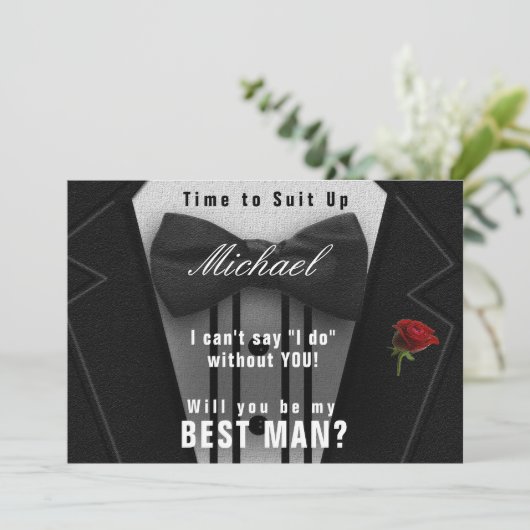Beste man Tuxedo uitnodiging pak omhoog (Staand voorkant)