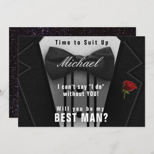 Beste man Tuxedo uitnodiging pak omhoog (Voorkant / Achterkant)