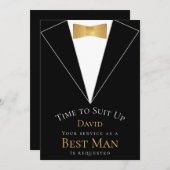 Beste Man Voorstel Black Faux Gold Tijd om aan te  Kaart (Voorkant / Achterkant)