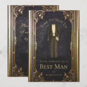  Beste Man Voorstel Goud Zwart Elegant Pak Kaart (Voorkant / Achterkant)