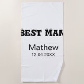 Beste man vrijgezellenfeest toevoegen naam datum e strandlaken (Voorkant)
