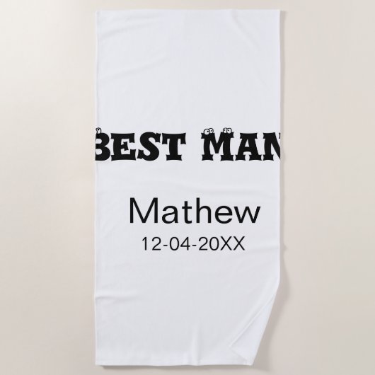 Beste man vrijgezellenfeest toevoegen naam datum e strandlaken (Voorkant)