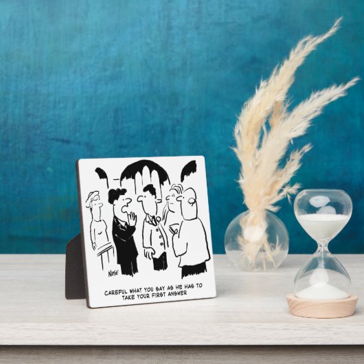 Beste man waarschuwt bruidegom. Grappige Cartoon Fotoplaat (Insitu)