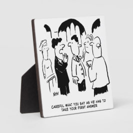 Beste man waarschuwt bruidegom. Grappige Cartoon Fotoplaat