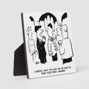 Beste man waarschuwt bruidegom. Grappige Cartoon Fotoplaat