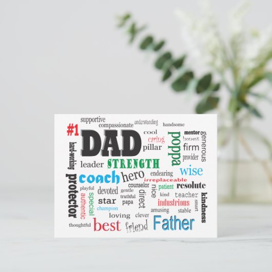 Beste man Word Cloud 💙 Romantisch cadeau voor hem Briefkaart (Staand voorkant)