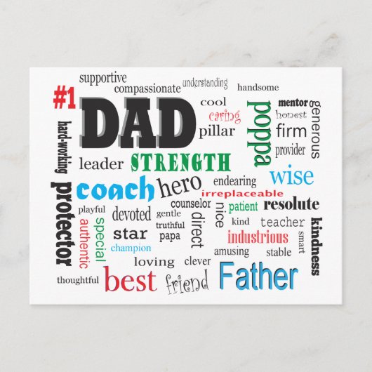 Beste man Word Cloud 💙 Romantisch cadeau voor hem Briefkaart (Voorkant)