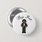 Beste man (zwart) bruiloft ronde button 5,7 cm (Voorkant /achterkant)