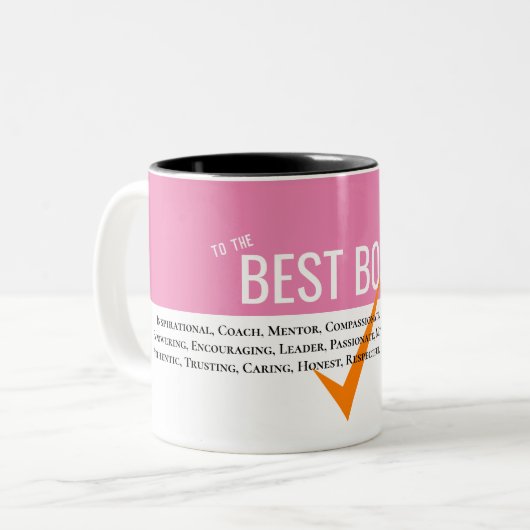 Beste manager baas, baas bericht echte baas tweekleurige koffiemok (Voorkant links)