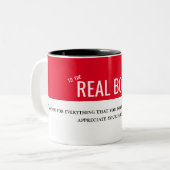 Beste manager baas, baas bericht echte baas tweekleurige koffiemok (Voorkant links)